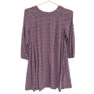 H&M Rust Navy Floral Print 3/4 Sleeve Dress